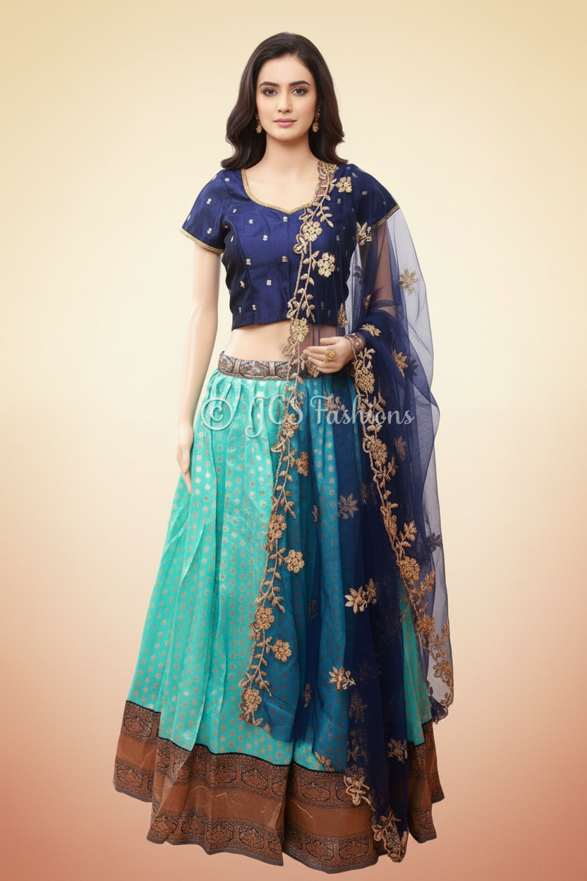Blue silk lehenga choli for Diwali 2026 — JCS Fashions