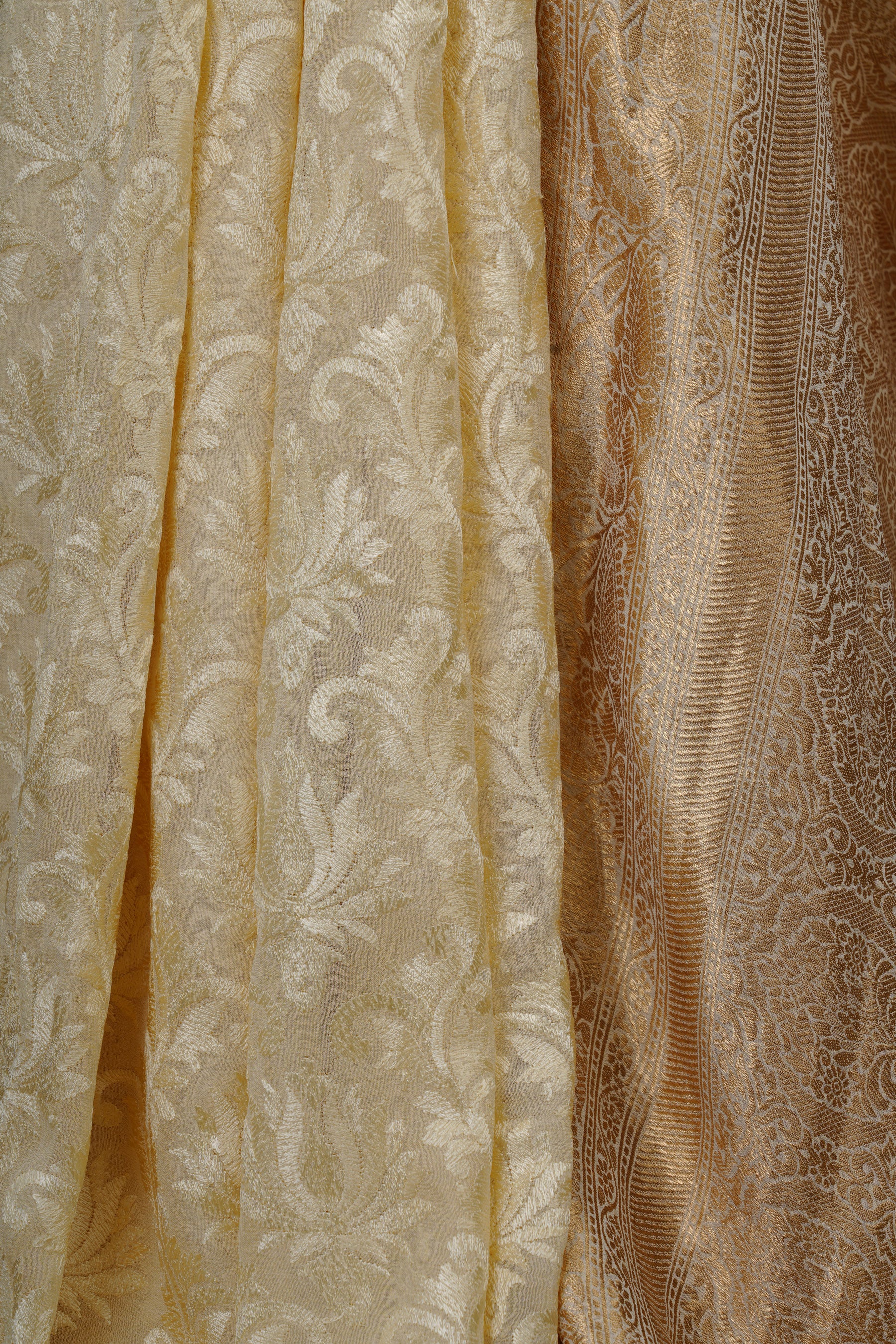 Opulent Chickenkari Georgette Saree with Stunning Zari Border Saree JCS Fashions