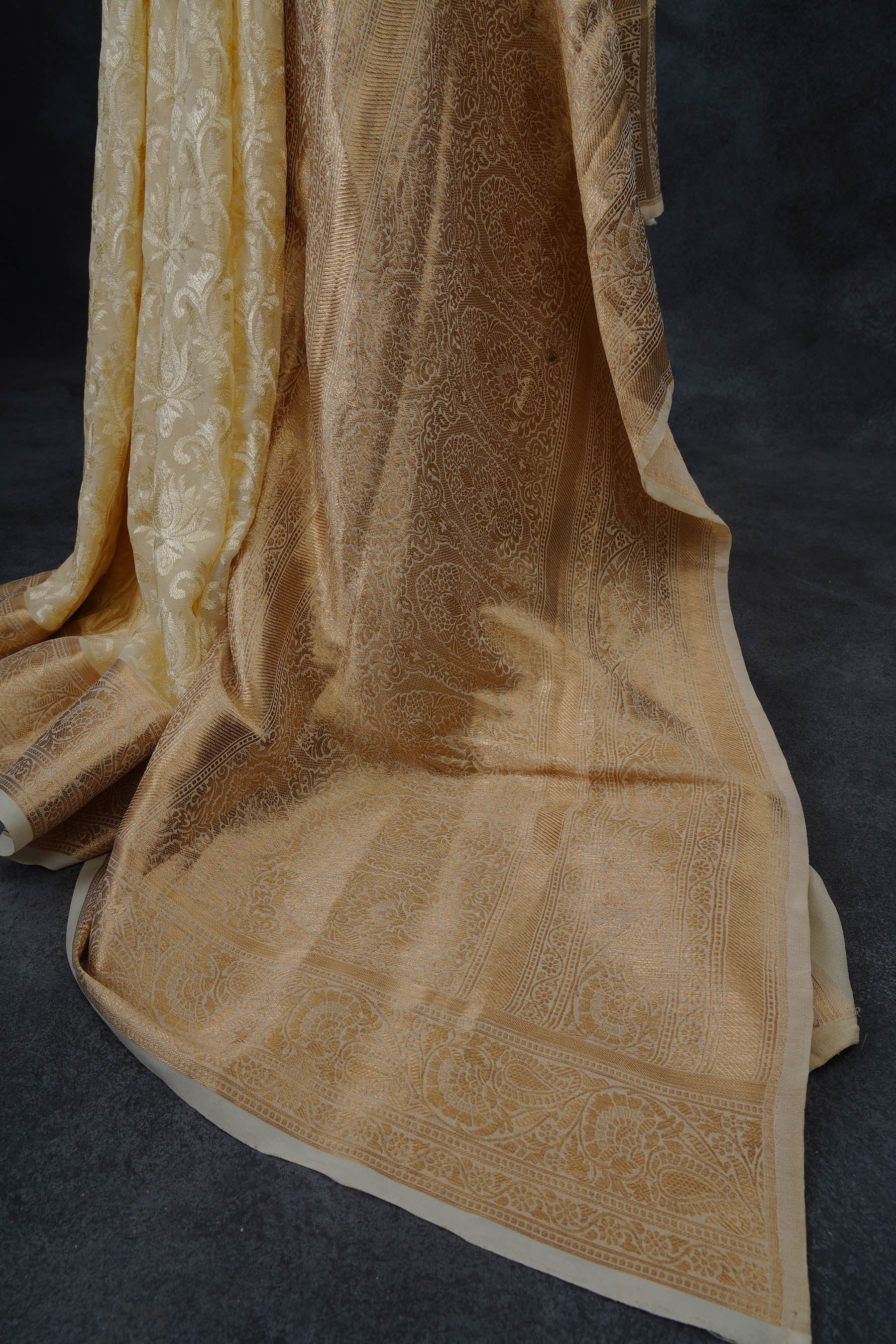 Opulent Chickenkari Georgette Saree with Stunning Zari Border Saree JCS Fashions