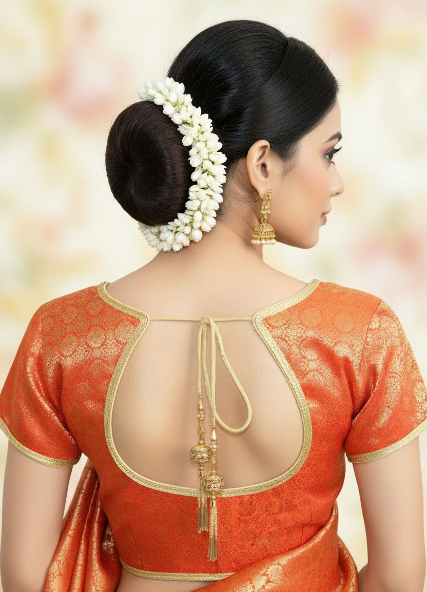 Orange Banarasi Brocade Saree Blouse
