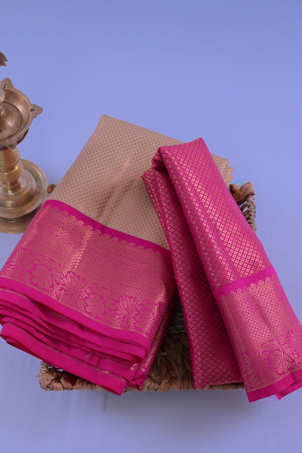 Pure Kanchipuram Silk Saree with Golden Zari and Butties - JCSFashions
