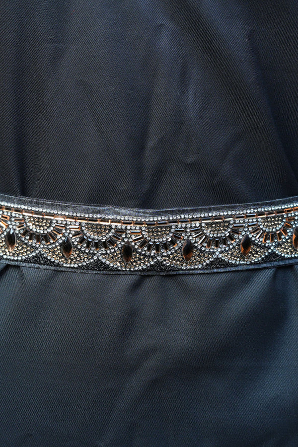 Black Aari Work Hip Belt with Stones - Elevate Your Style at JCSFashions