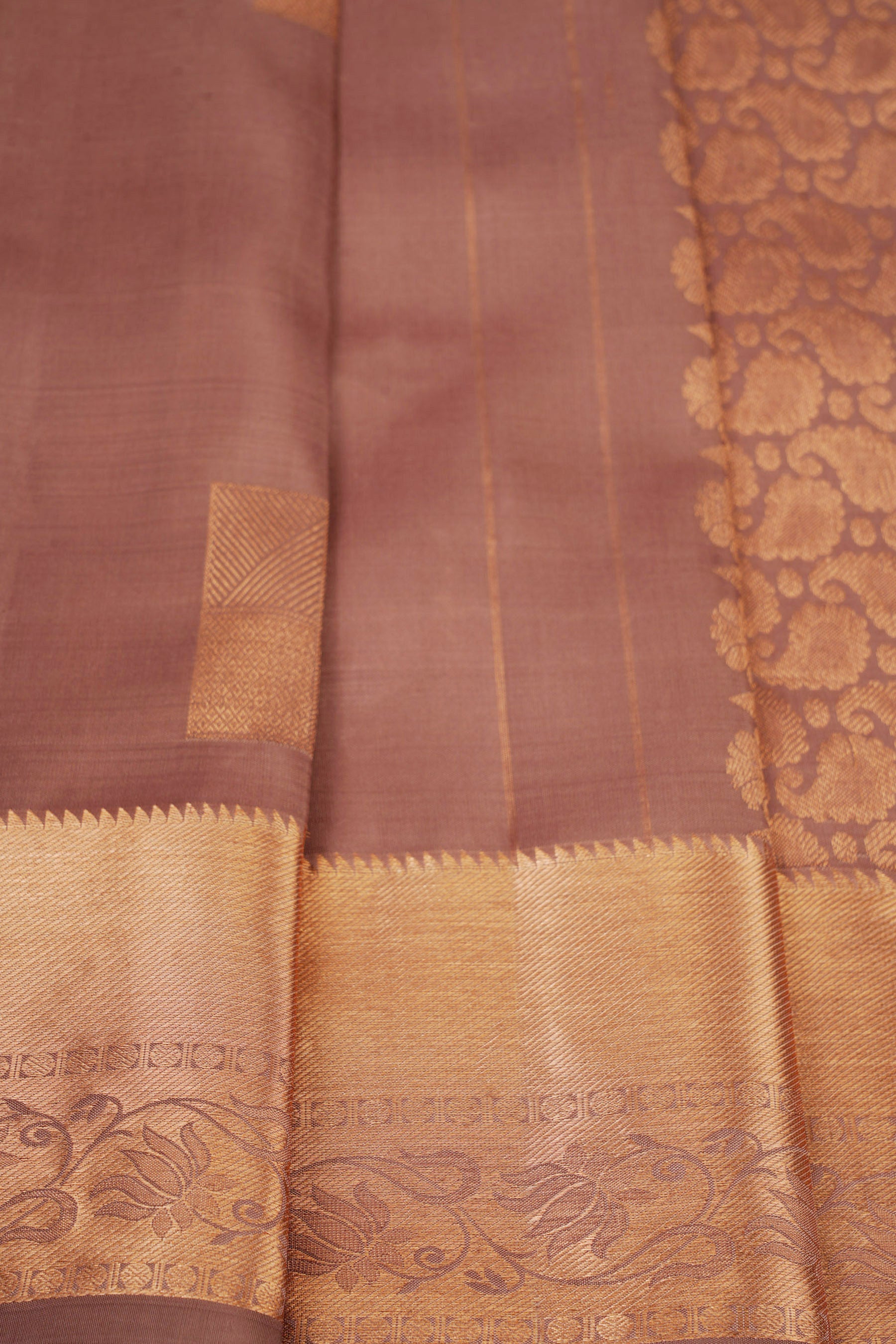 Brown Triple Warp Silk Saree with Box Butties &Grand - View 3 - JCS Fashions
