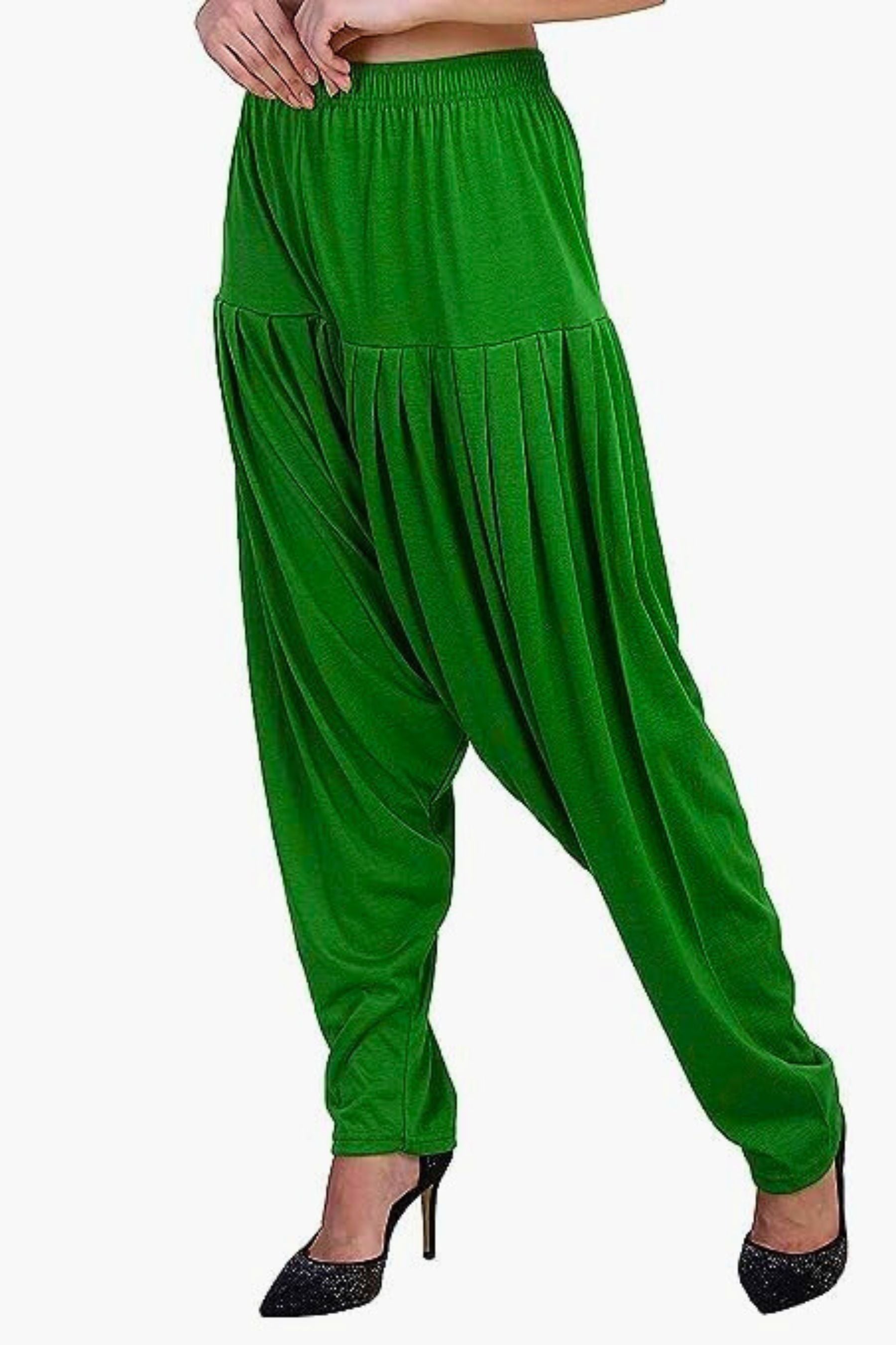 Comfortable & Stylish 100% Cotton Patiala Pants for Traditional Attire Patiyala JCS Fashions Green Free size