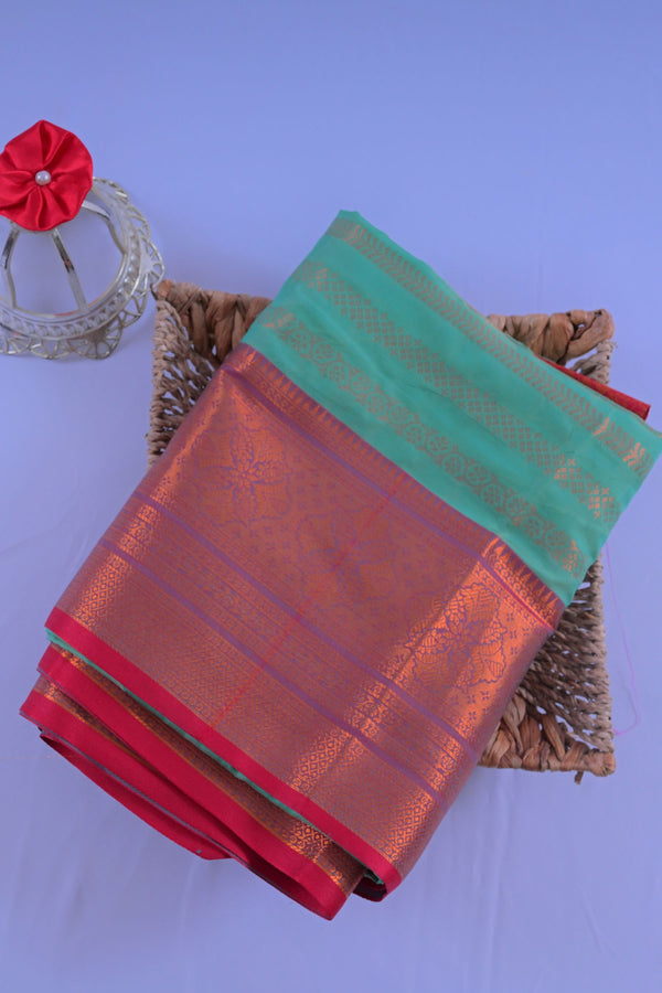 Elegant Semi-Silk Saree with Zari Lines & Dual Border - JCSFashions