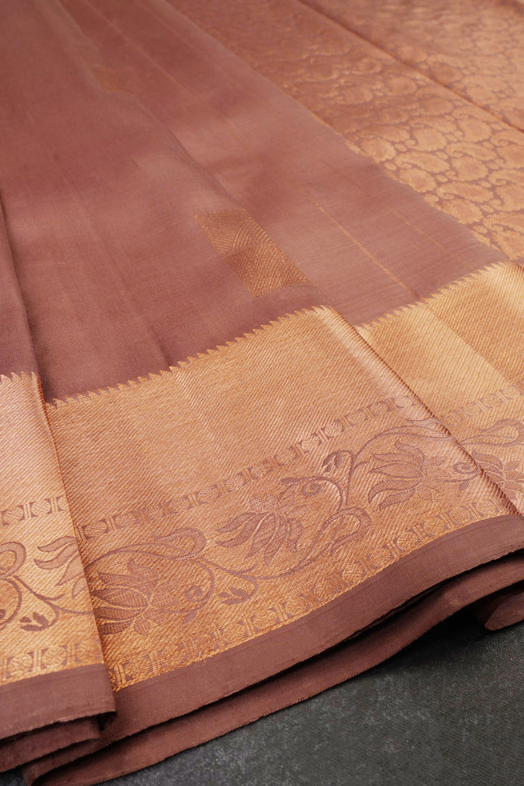 Brown Triple Warp Silk Saree with Box Butties &Grand - View 4 - JCS Fashions