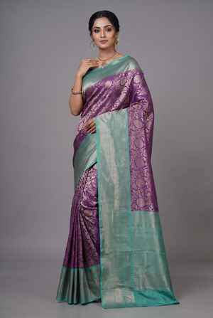 Blue Banarasi Tissue Saree with Jacquard Blouse