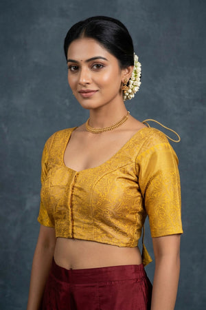 Yellow Readymade Designer Padded Blouse - Traditional