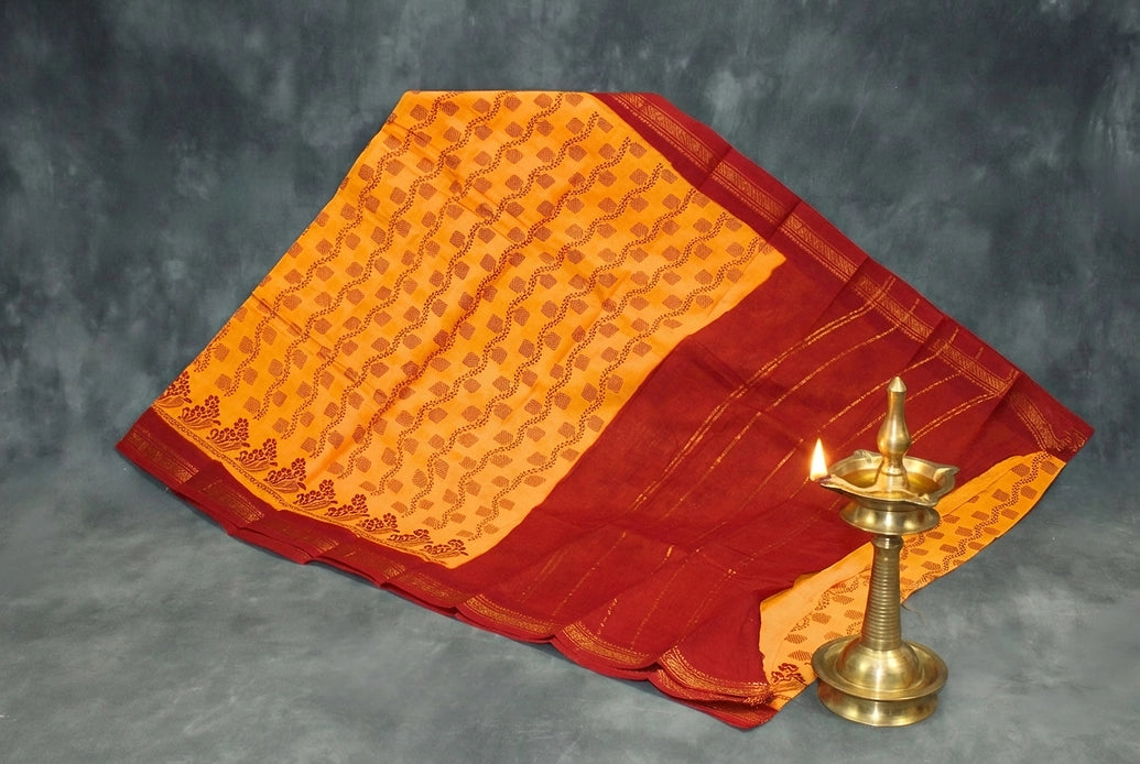 Floral Poly Cotton Saree for Daily & Festive Wear - Soft & Lightweight