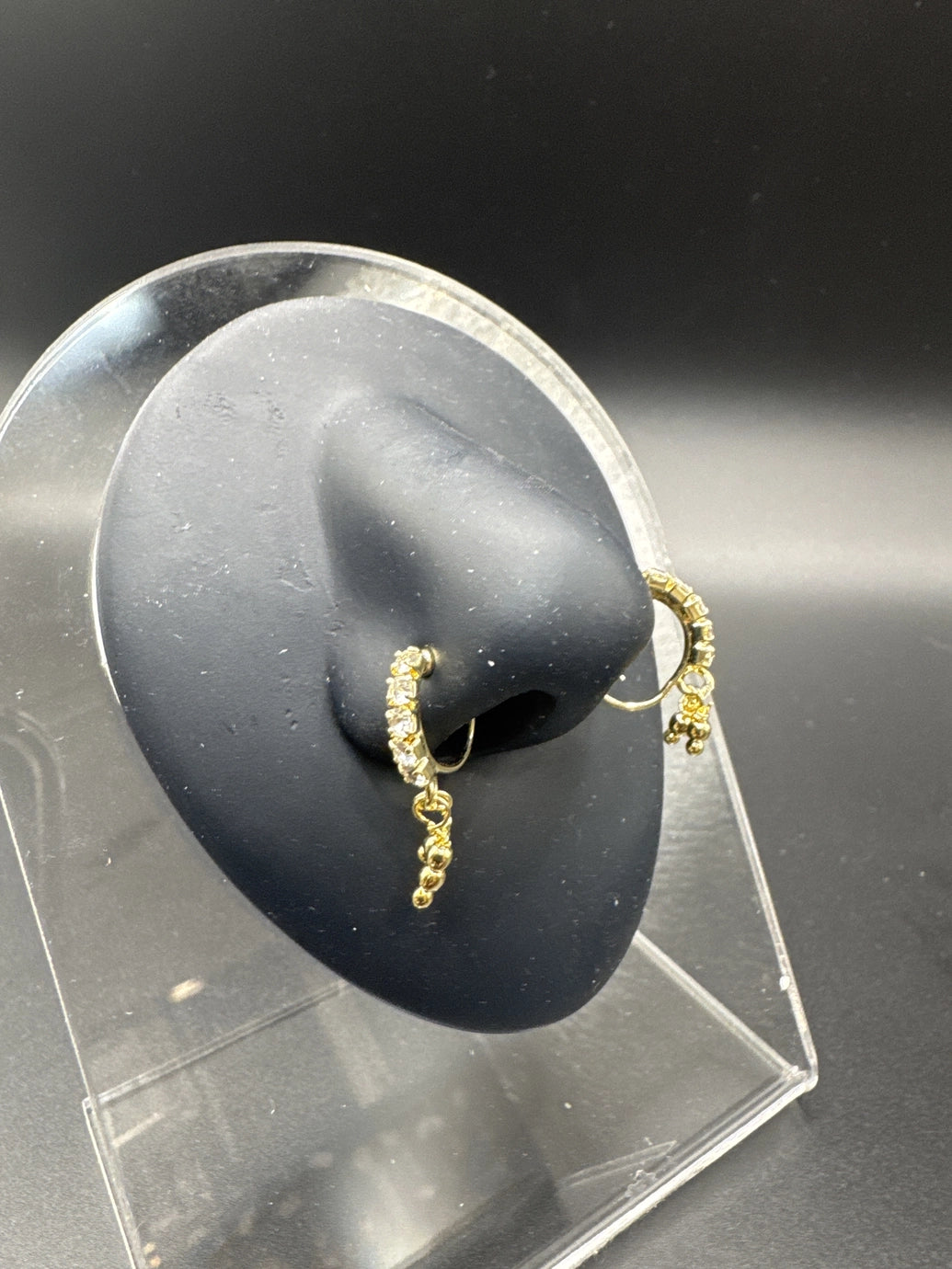 Gold-Tone Crystal Nath Nose Pin - Dual-Use Nose Ring & Clip-On Earring Jewelry JCS Fashions