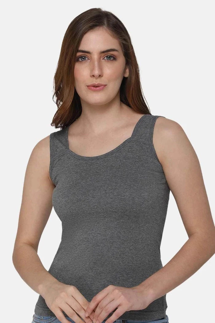 Grey Sleeveless Tank Top - Round Neck High Back Innerwear, Slim Fit TankTop JCS Fashions