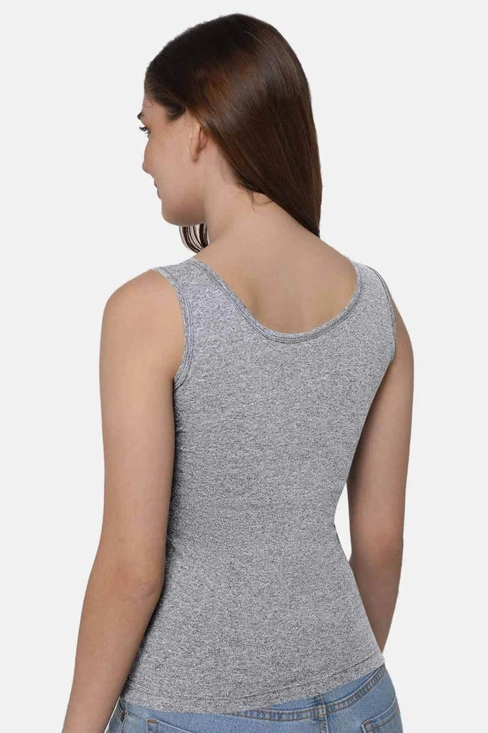 Women's Light Grey Sleeveless Tank Top - Round Neck Innerwear TankTop JCS Fashions