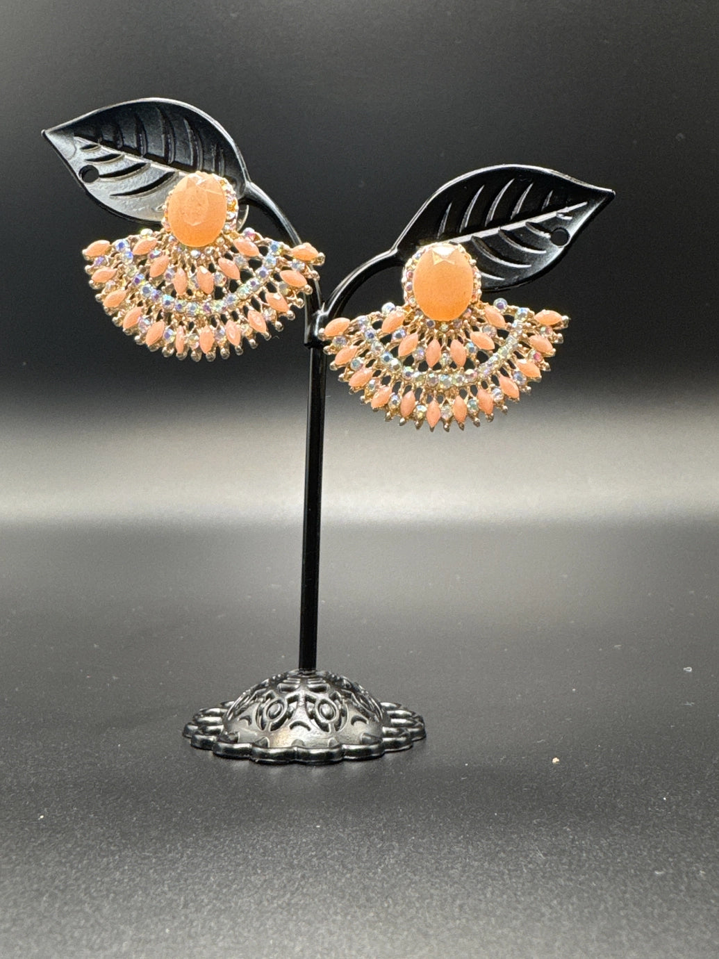 Gold-Tone Crystal Statement Fan Earrings for Women - 0.5 Inch