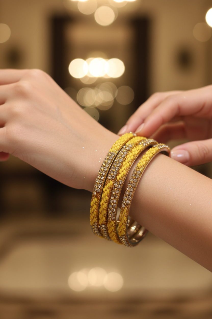 Multicolour Crystal Bangles Set with Gold-Tone Sparkle for Festive, Wedding & Ethnic Wear