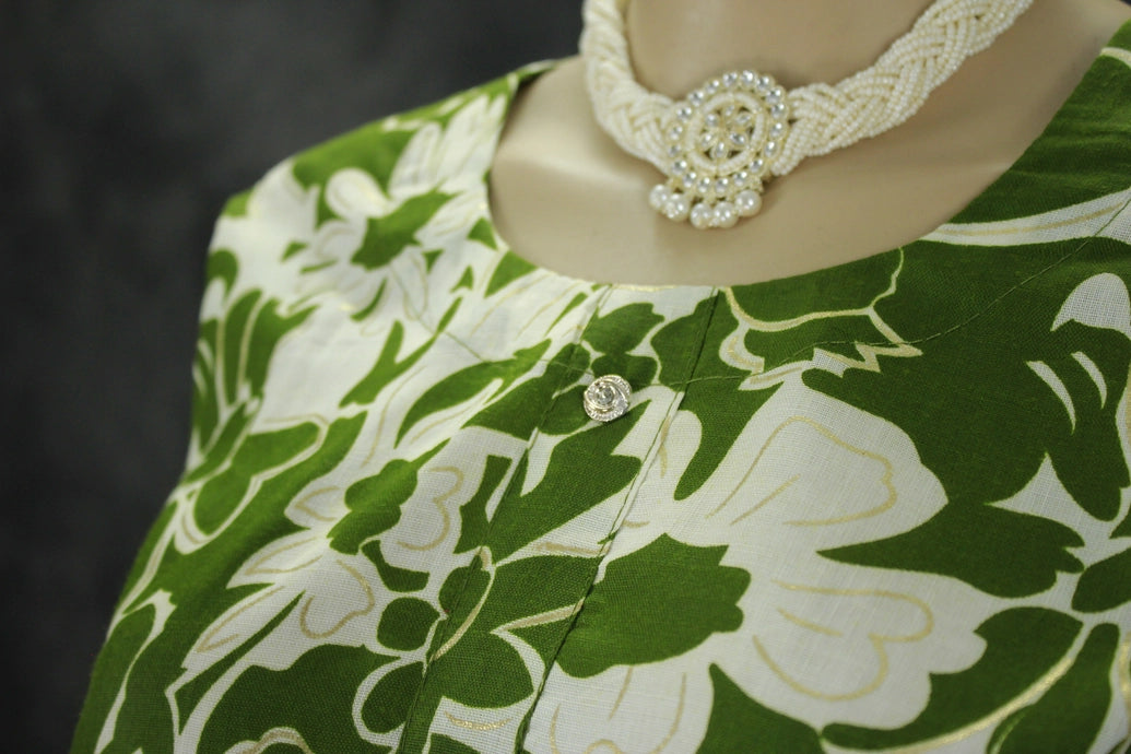 Green Floral Cotton 2-Piece Kurta Set with Elastic Waist Pant - Traditional Indian Kurti - Comfortable Everyday Wear