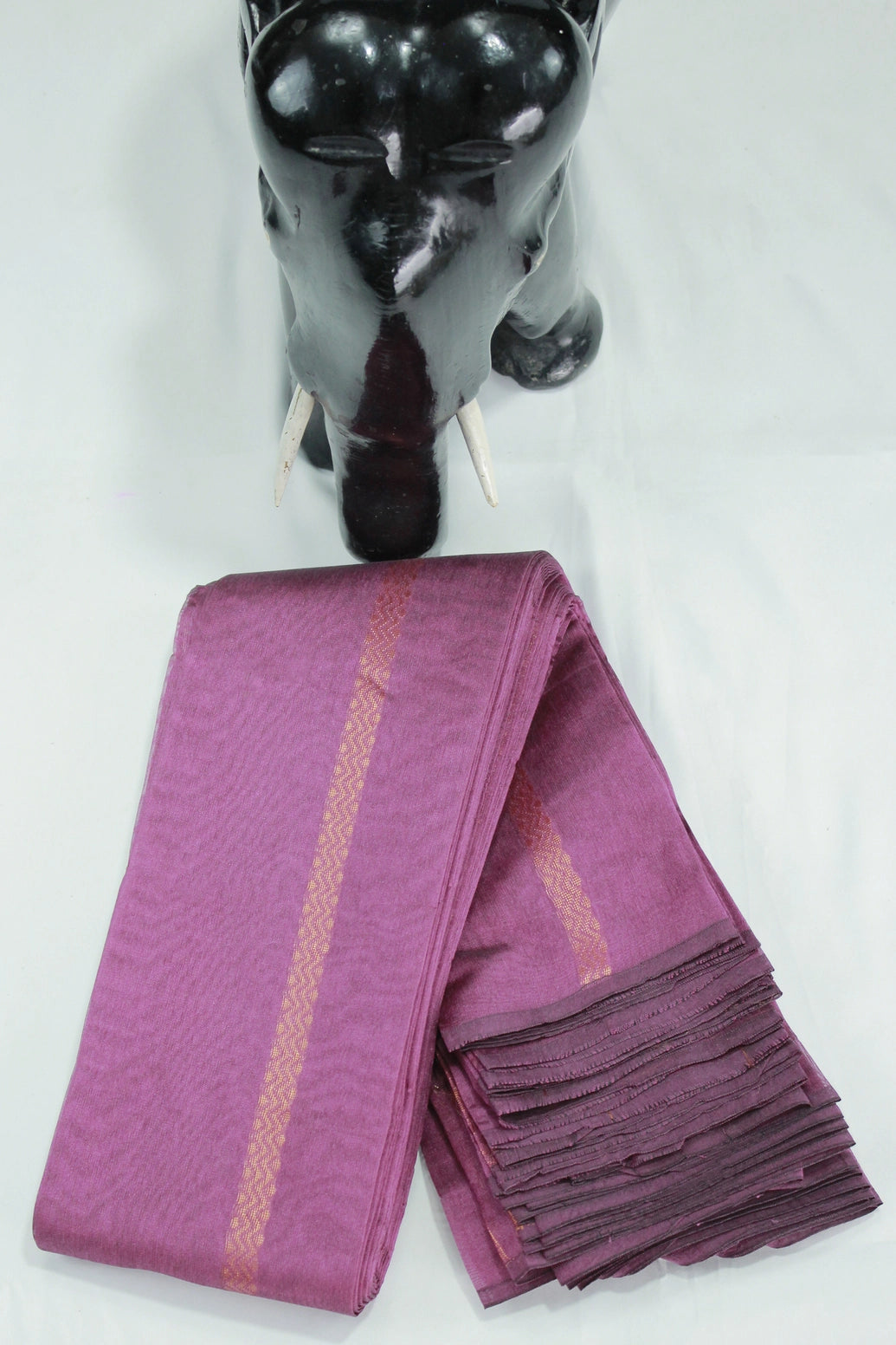 Purple Silk Cotton Saree with Zari Border and Pallu Design, Blouse Included, 5.5 Meters