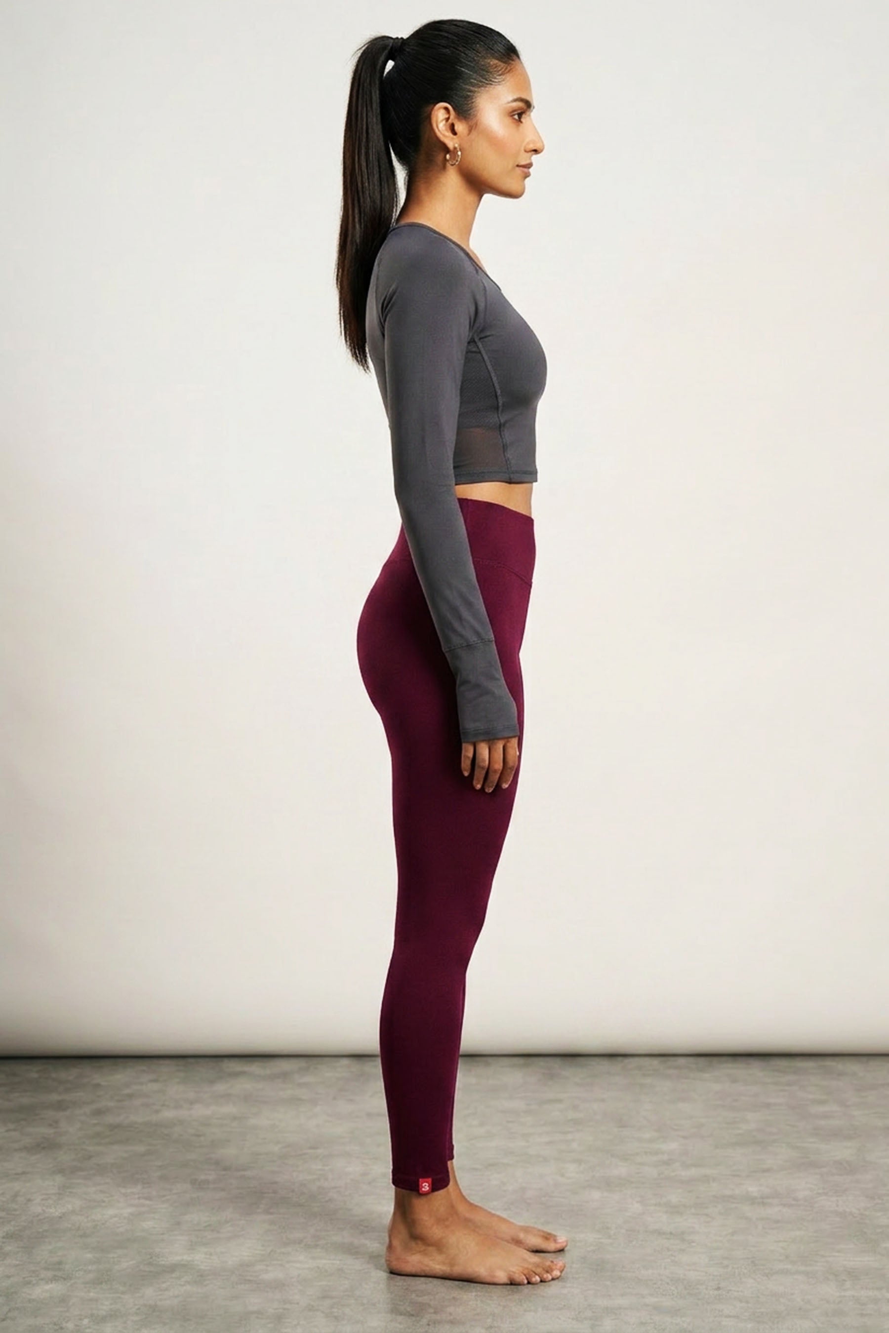Maroon JCS Elite Ankle-Length Leggings with 4-Way - AI Model Photo 5