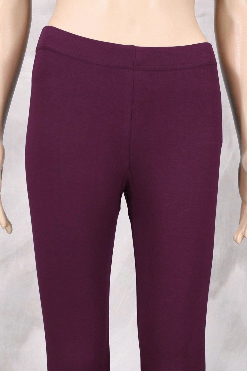 Wine 4-Way Lycra Cotton Leggings (Silicon Wash Finish) for Women, Thick Fabric, Skin-Tight Fit