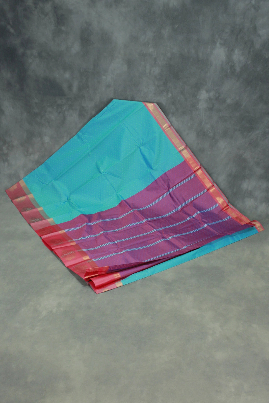 Blue Emboss Silk Saree with Floral Design Satin Border and Blouse, Semi Silk Wedding Wear