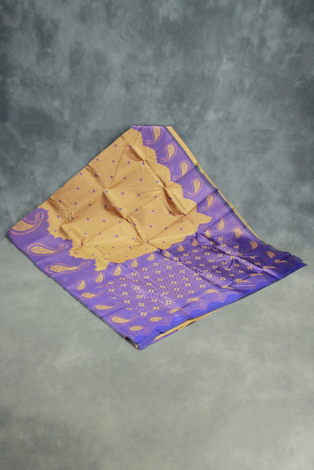 Golden Kubera Pattu Saree with Mango Design Border, Comes with Blouse