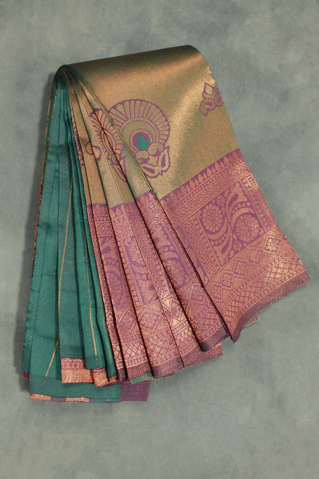 Kubera Pattu Saree Mehendi Green with Zari Design Border and Matching Blouse - Semi Silk Traditional Wear