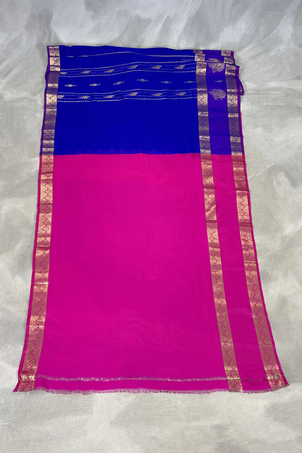 Purple Pure Silk Saree with Heavy Pallu Border and Blouse Piece