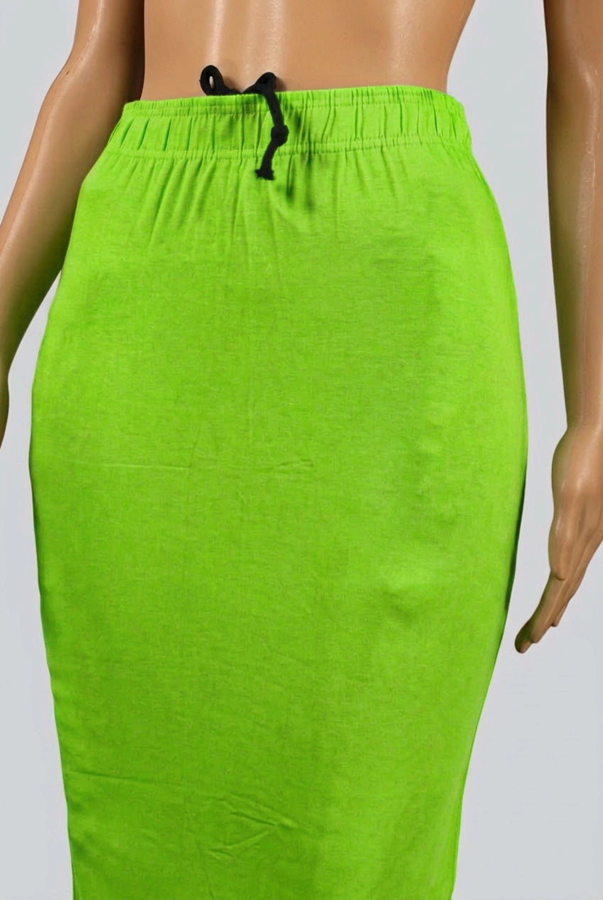 Parrot Green Shapewear Petticoat Skirt with Side Cut for Smoother Draping and Comfort