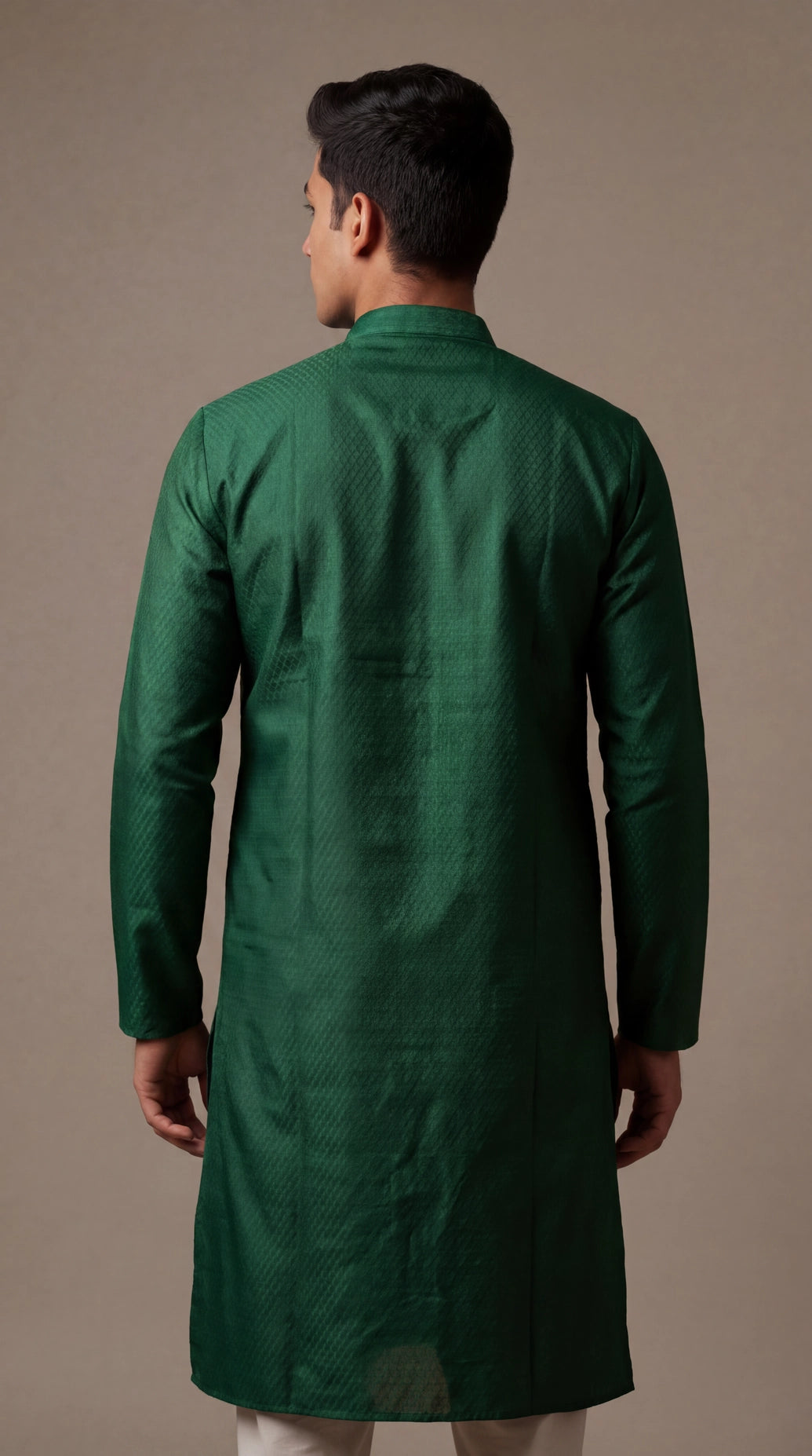 Men's Bottle Green Self-Textured Royal Look Kurta by Pareek, D.No B1280