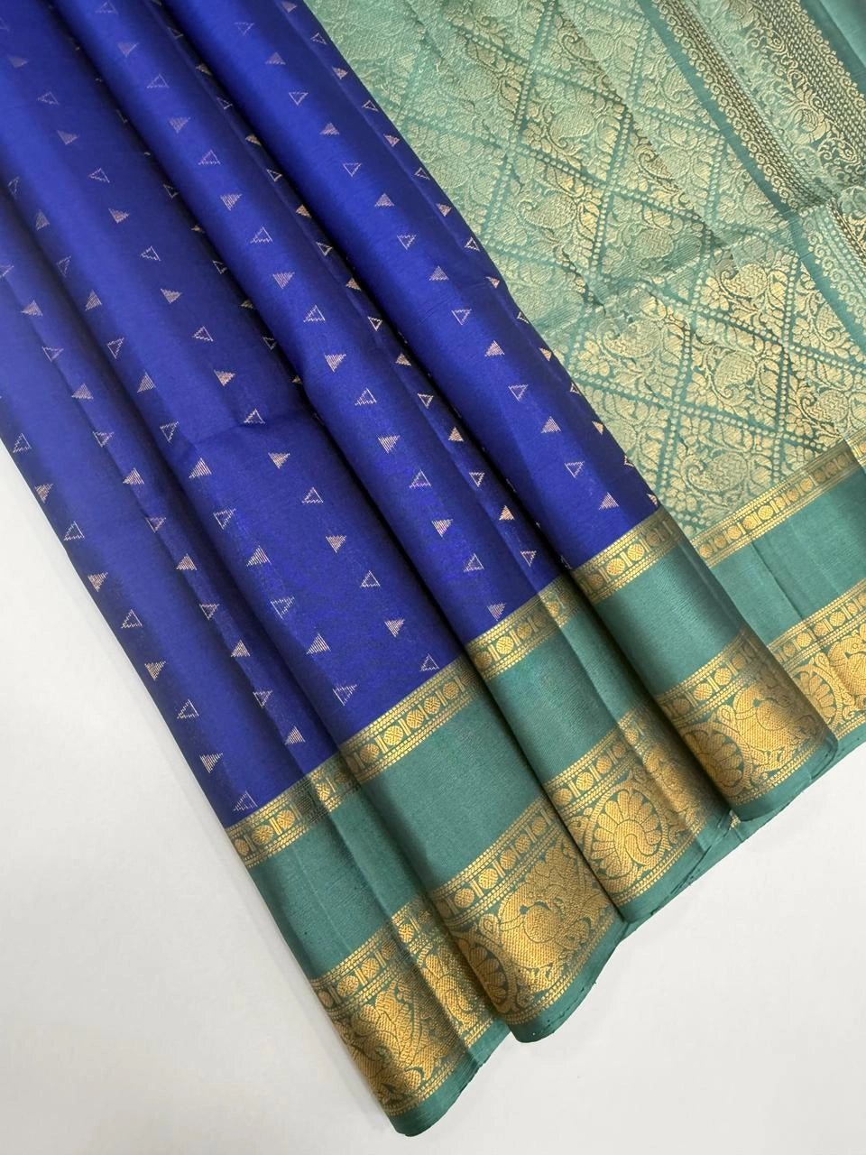 Royal Blue Soft Silk Saree with Jacquard Border and All-Over Pattern, Traditional Wear for Women