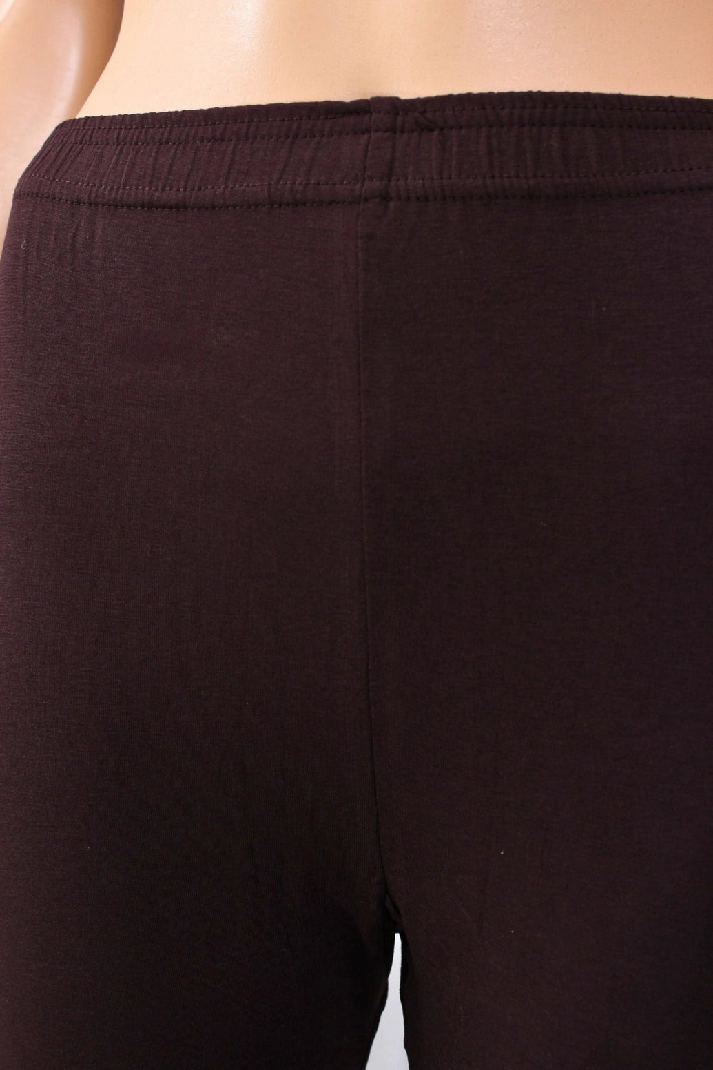 Dark Brown 4-Way Lycra Cotton Leggings with Silicon Wash Finish, Thick Skin-Tight Fit for Daily Wear