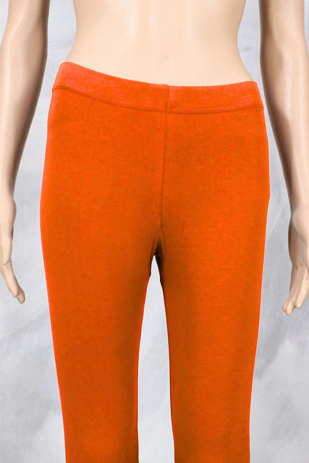 Neon Orange 4-Way Lycra Ankle-Length Leggings for Women, Smooth Silicon Wash Finish