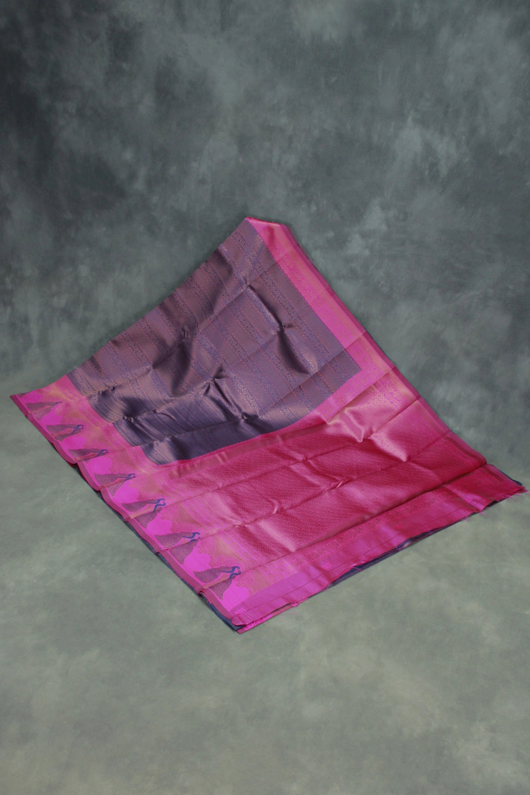 Dark Blue Kubera Silk Saree with Peacock Border and Blouse, Semi Silk Traditional Wear