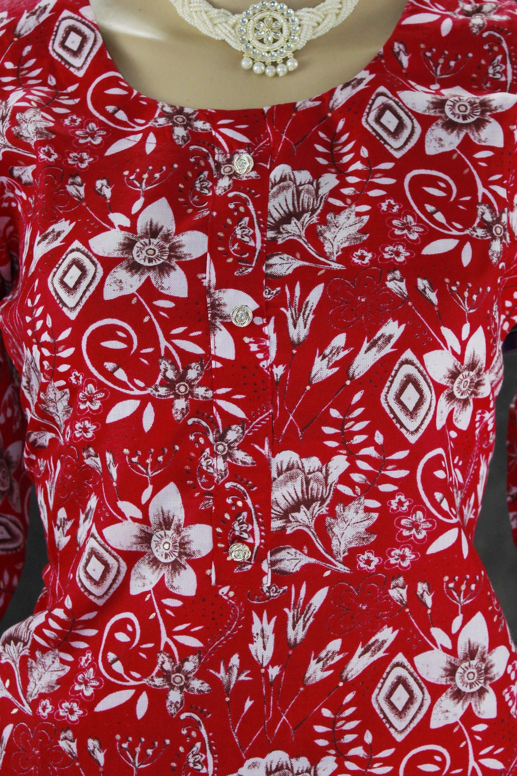 Pink Cotton Printed Kurti and Elastic Pant Set – 2-Piece Ethnic Wear