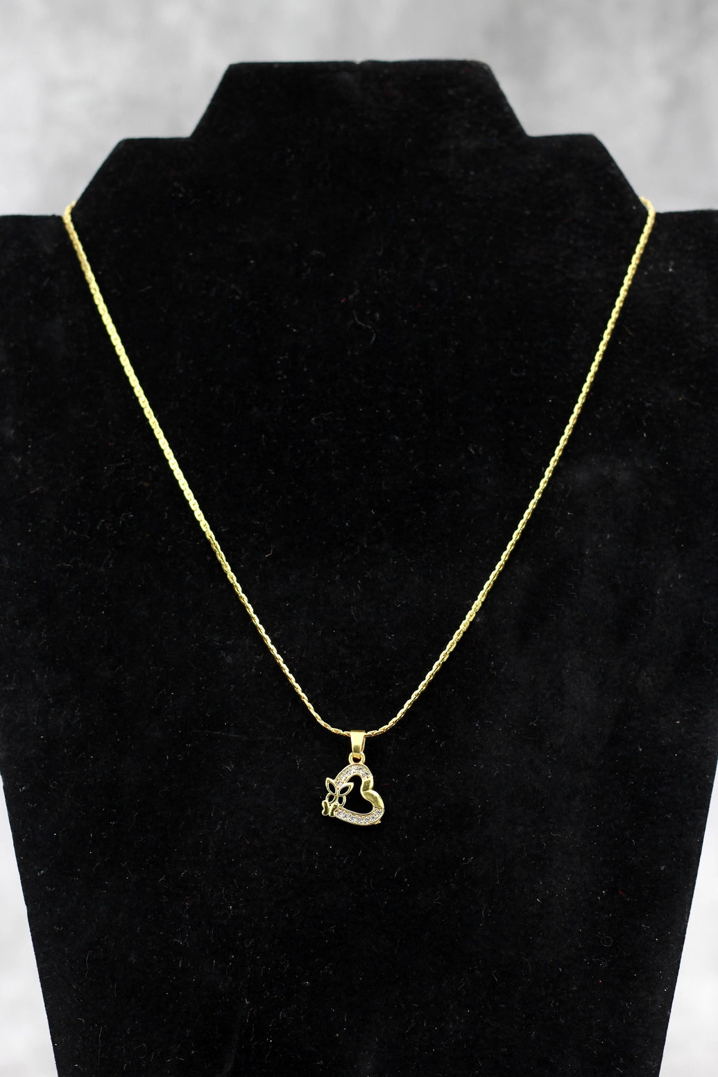 Gold-Tone Textured Chain Necklace with Heart Pendant for Women | Fashion Jewellery