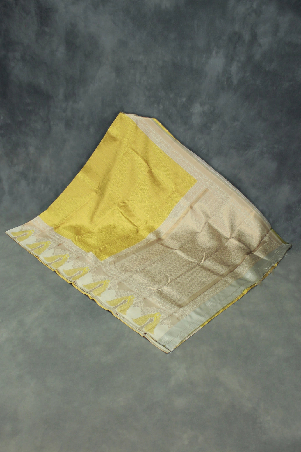 Mustard Yellow Kubera Silk Saree with Peacock Border and Contrast Pattern, Semi Silk Saree with Blouse