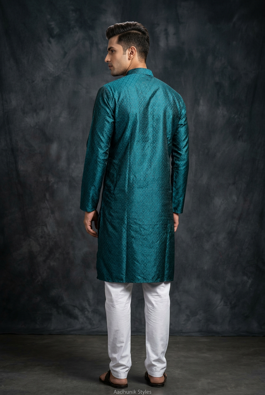 Elegant Men's Diamond Pattern Kurta for Timeless Style - JCSFashions