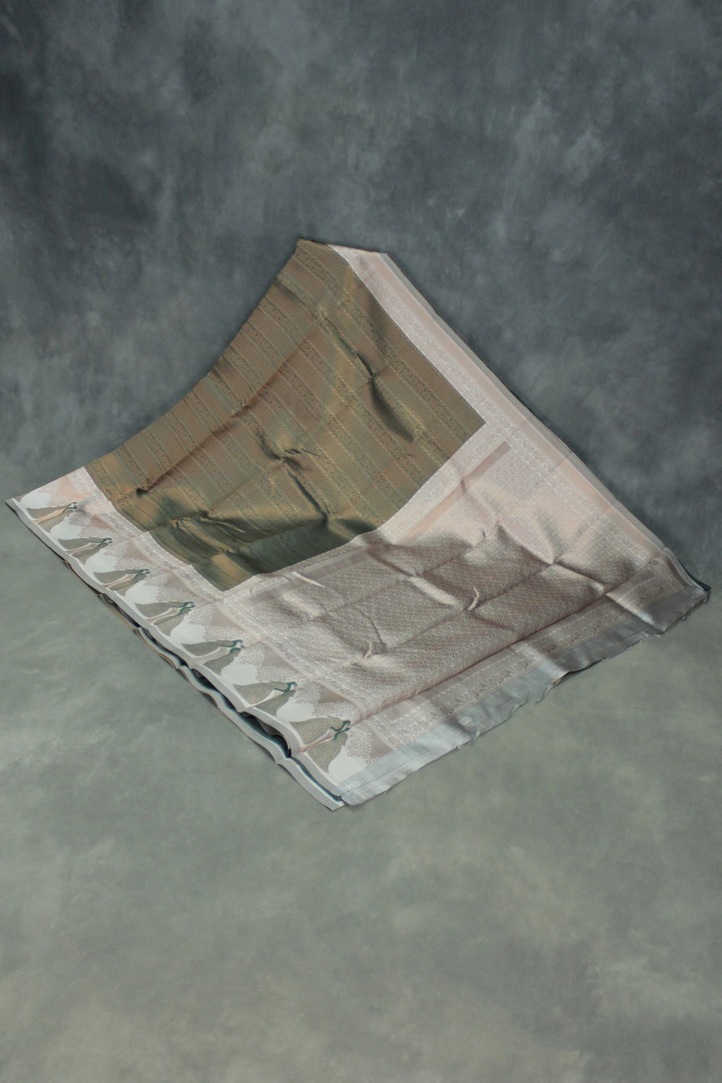 Dark Green Kubera Silk Saree with Peacock Border and Blouse, Semi Silk Traditional Wear