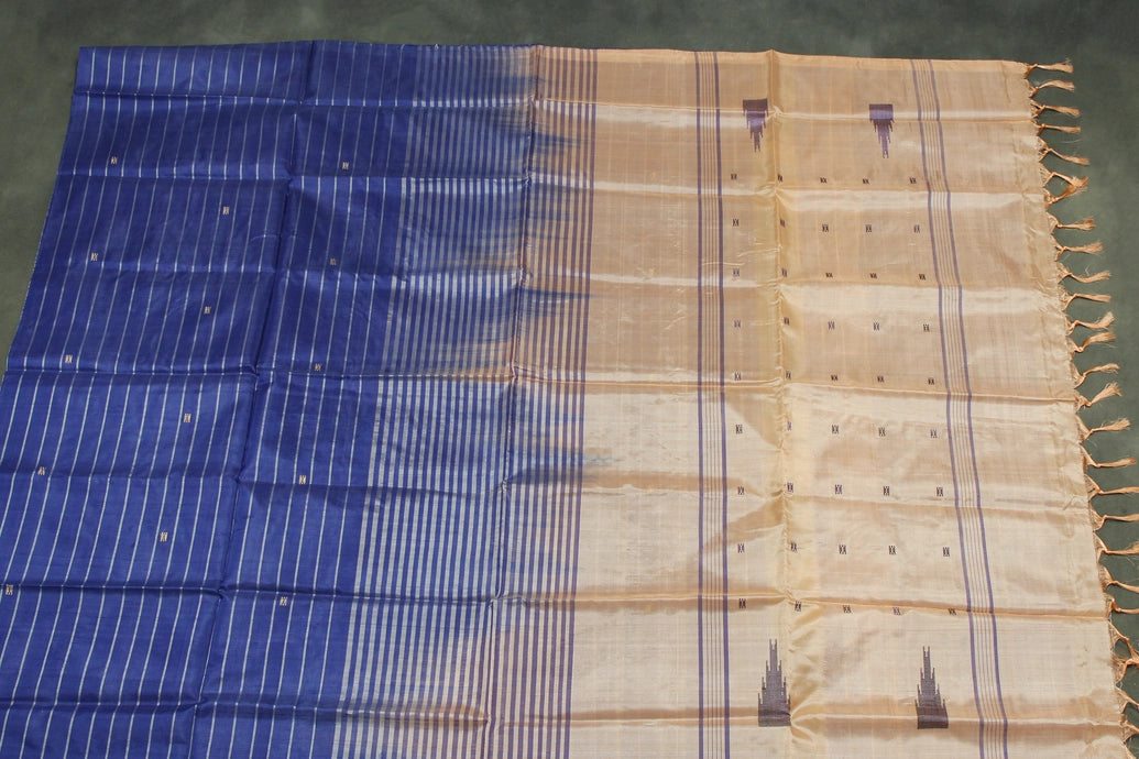 Peach Vaazhai Naar (Banana Pith) Borderless Saree with Small Butta and Full Body Design