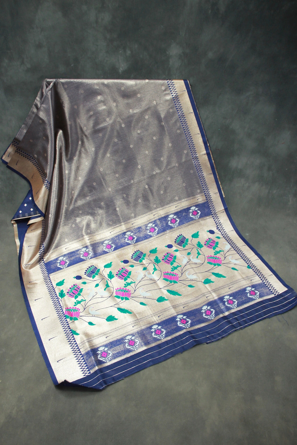Paithani Tissue Fabric Saree, Full body weaving zari work, saree comes with blouse