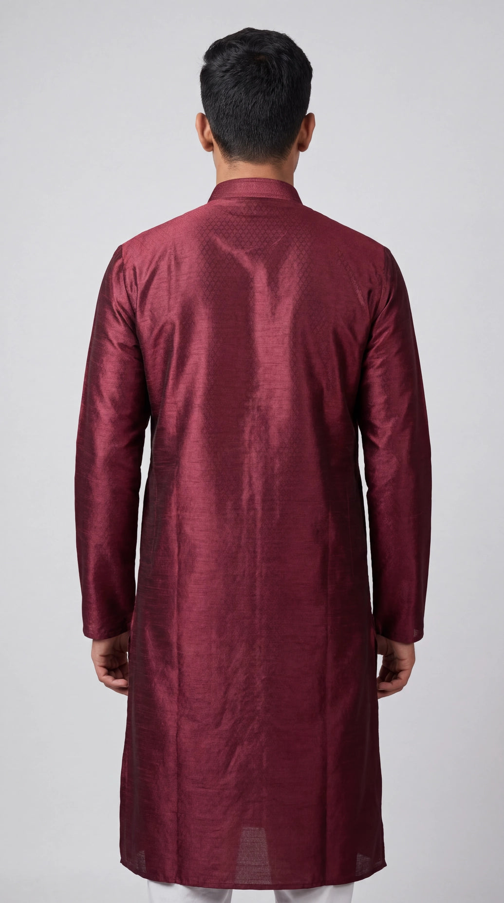Men's Wine Burgundy Self-Textured Kurta, Royal Look (Pareek) for Festive & Daily Wear