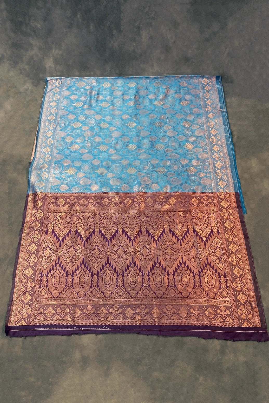 Blue Floral Soft Silk Designer Saree with Blouse, Soft Silk Fabric, Traditional Woven Border