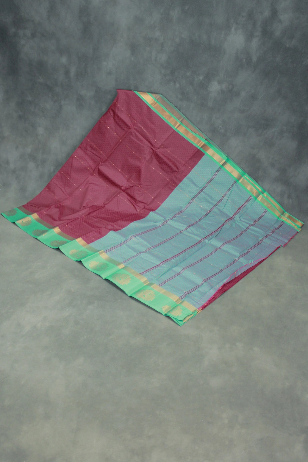 Maroon Emboss Silk Saree with Floral Design Satin Border and Blouse