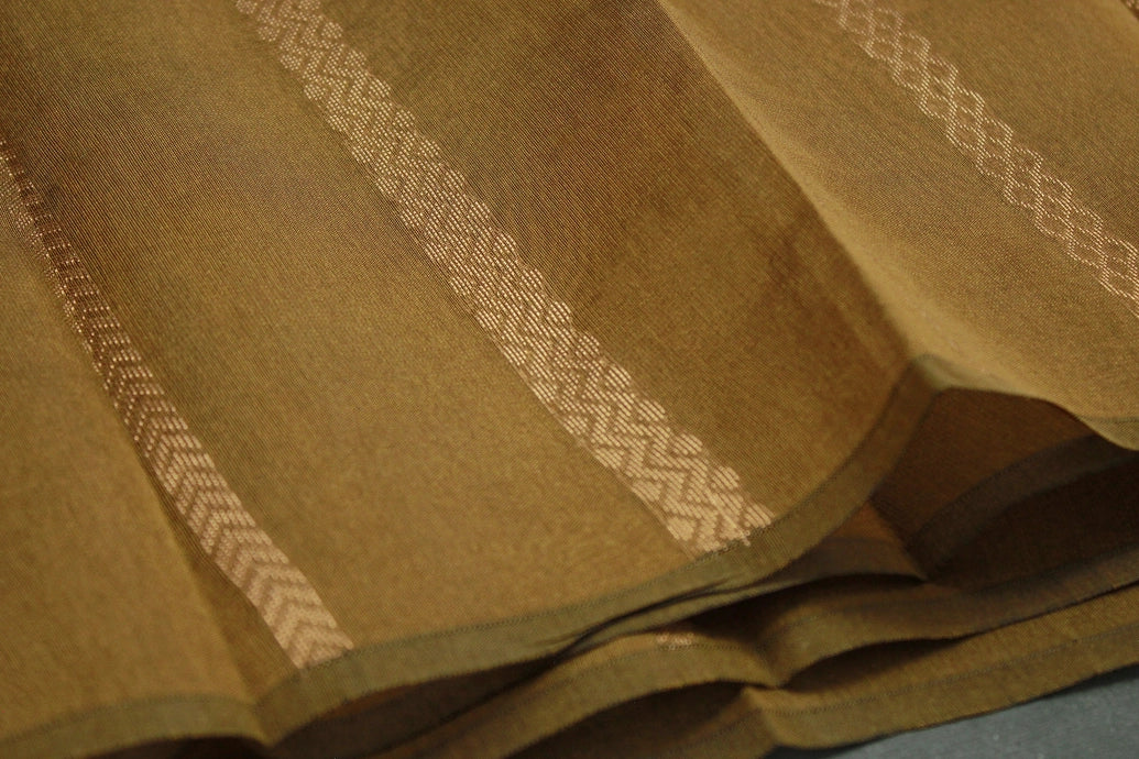 Mustard Silk Cotton Saree with Zari Border and Blouse Piece, Border Less Look
