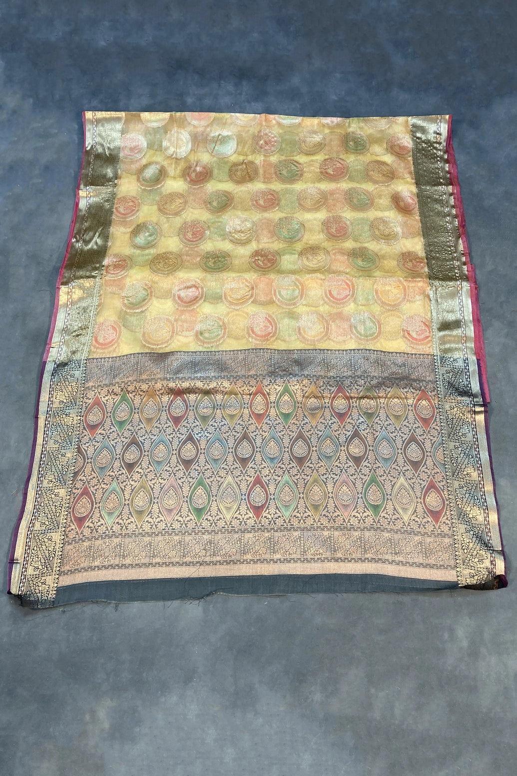 Ajmera Fashion Cotton Oraganza Blue Moon Saree with Grand Pallu, Zari Weaving Border and Blouse Piece