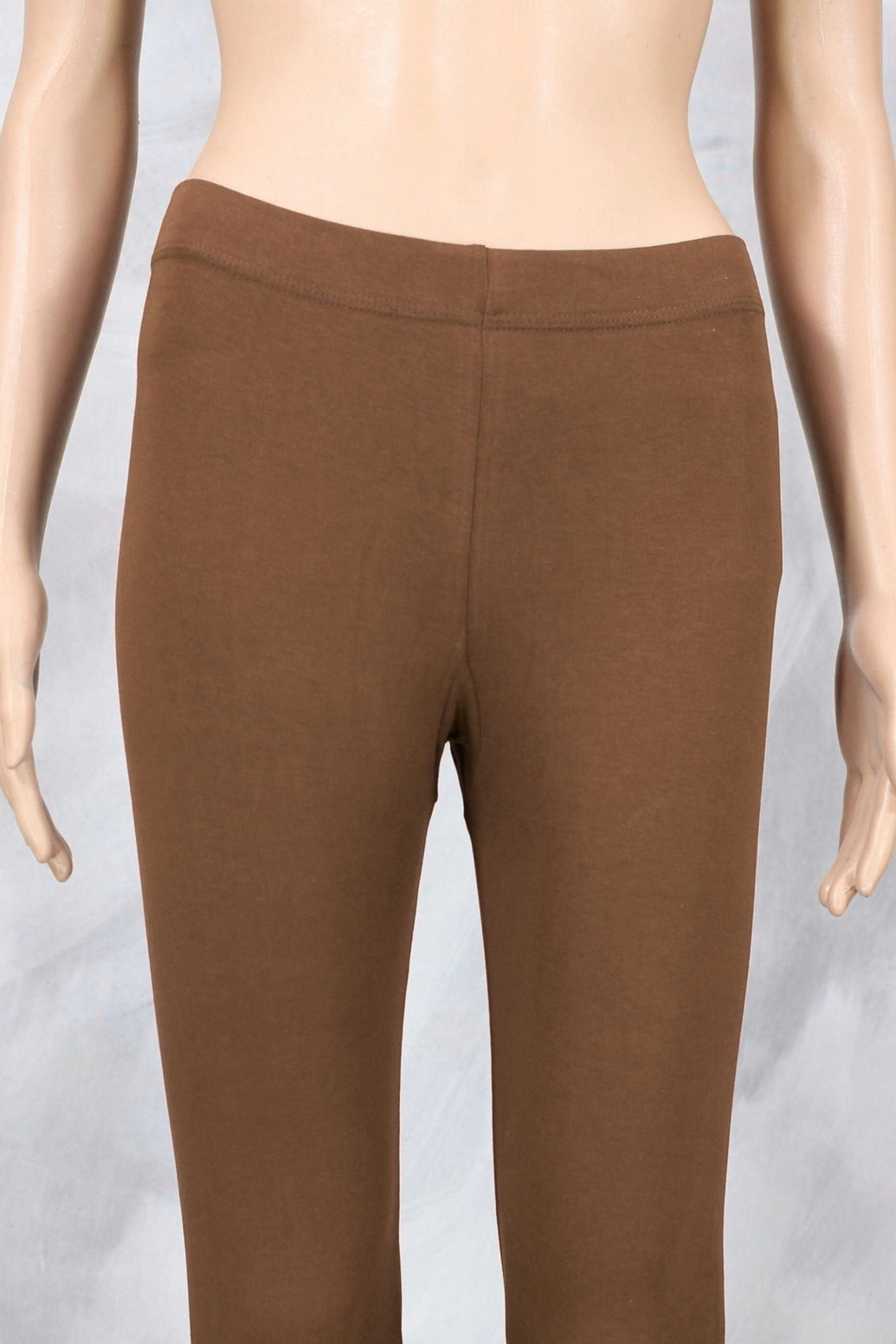 Coffee Brown Ankle Length Leggings in 4-Way Lycra with Smooth Silicon Wash