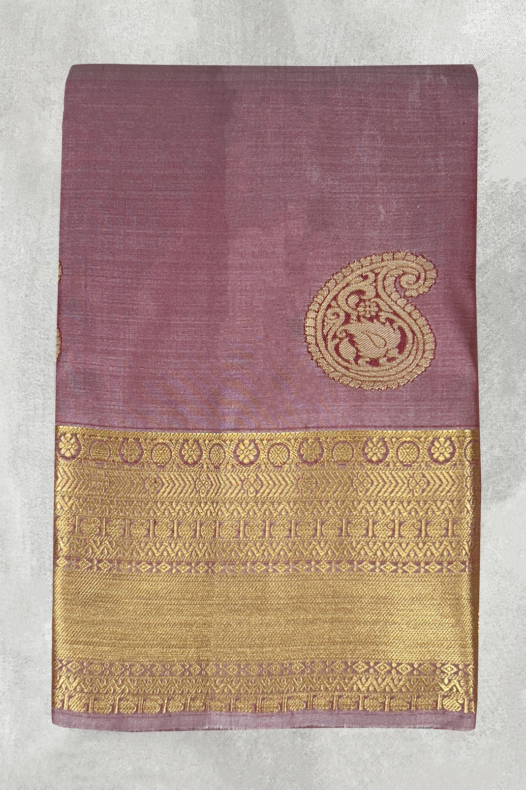 Onion Pink Soft Silk Saree with Contrast Border, Gold Zari Buttas and Floral Zari Border for Traditional Wear
