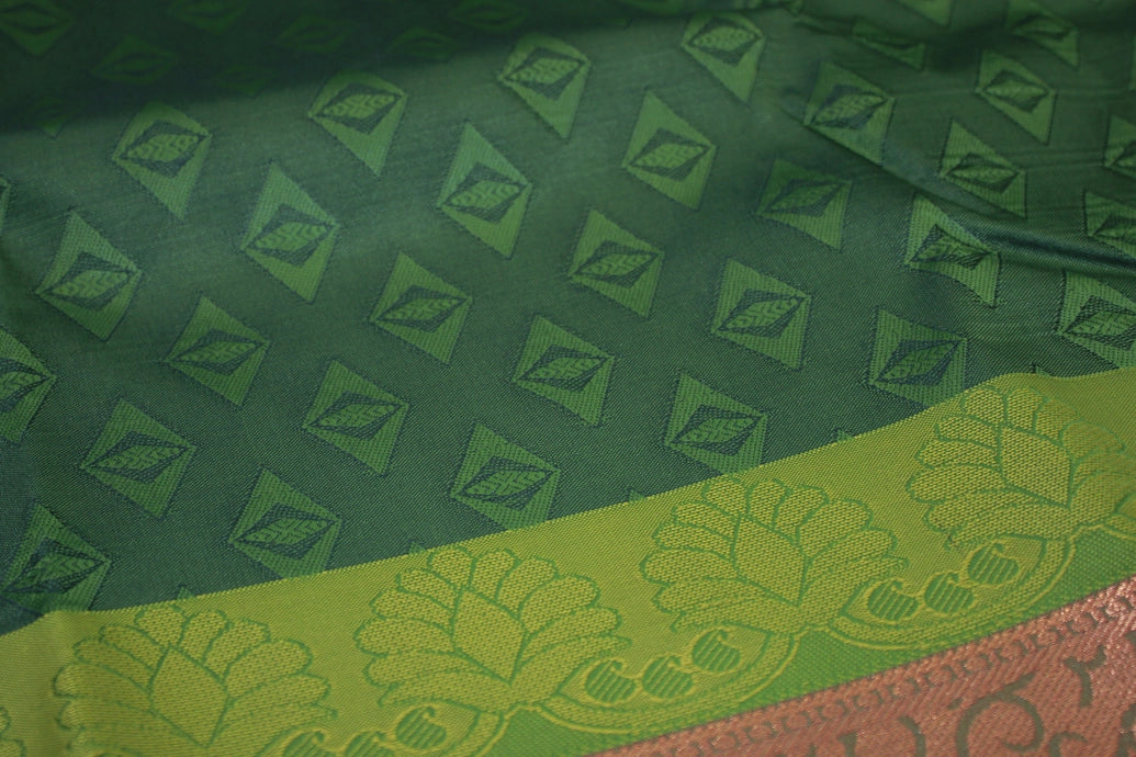 Green Emboss Silk Saree with Semi Silk Border Design, Traditional Wedding Wear for Women
