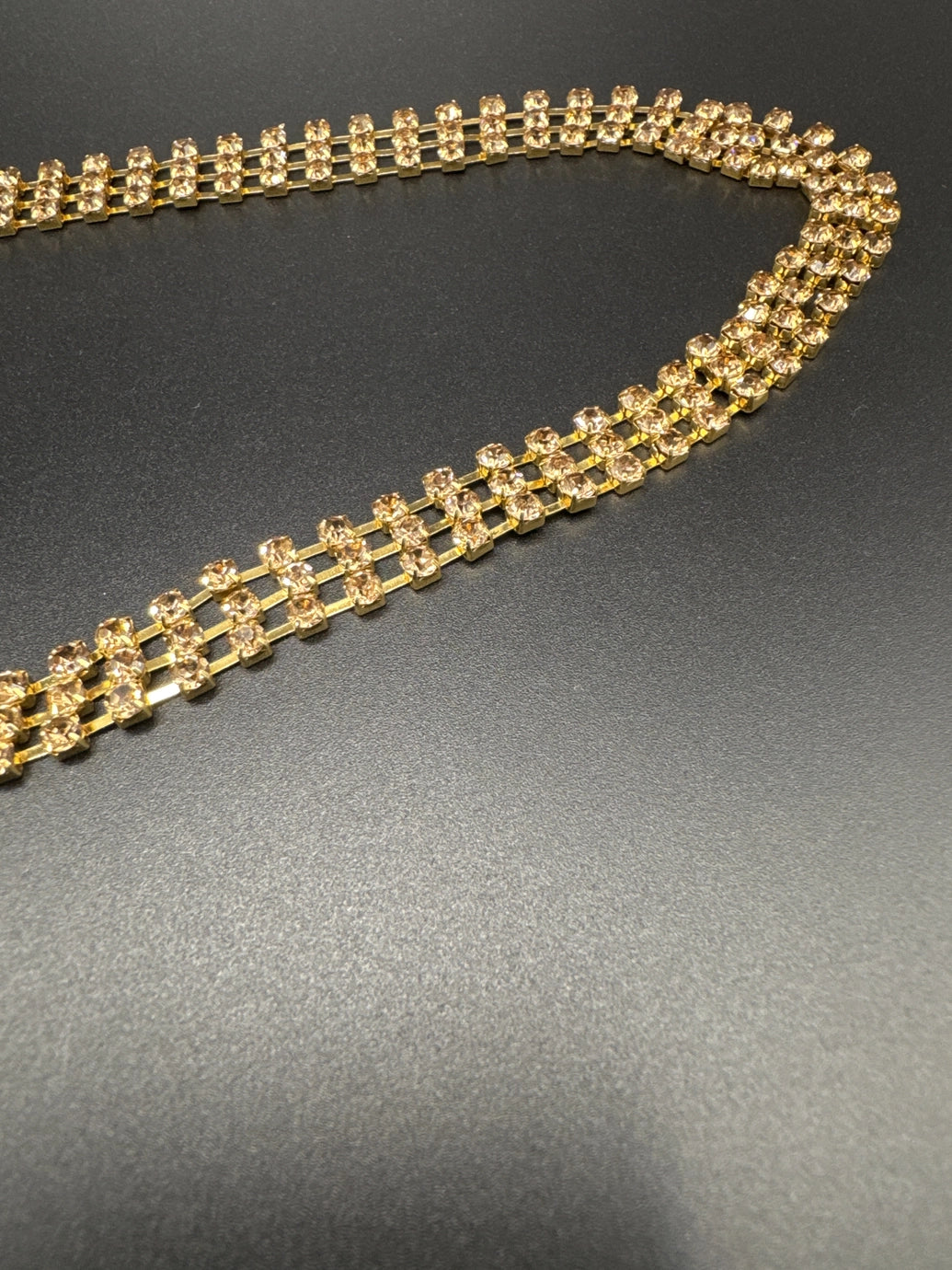 Gold-Tone Three-Layer Hip Chain with Sparkling Link Detailing – Adjustable Fashion Waist Belt Jewelry JCS Fashions