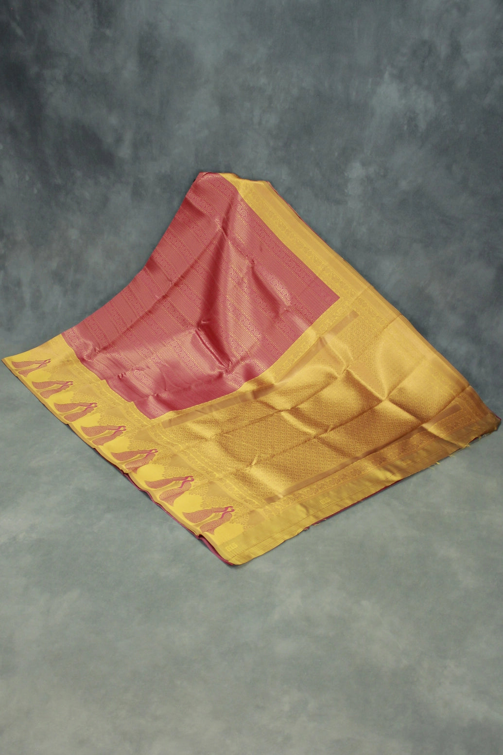 Orange Kubera Pattu Saree with Peacock Border and Contrast Pallu, Comes with Blouse