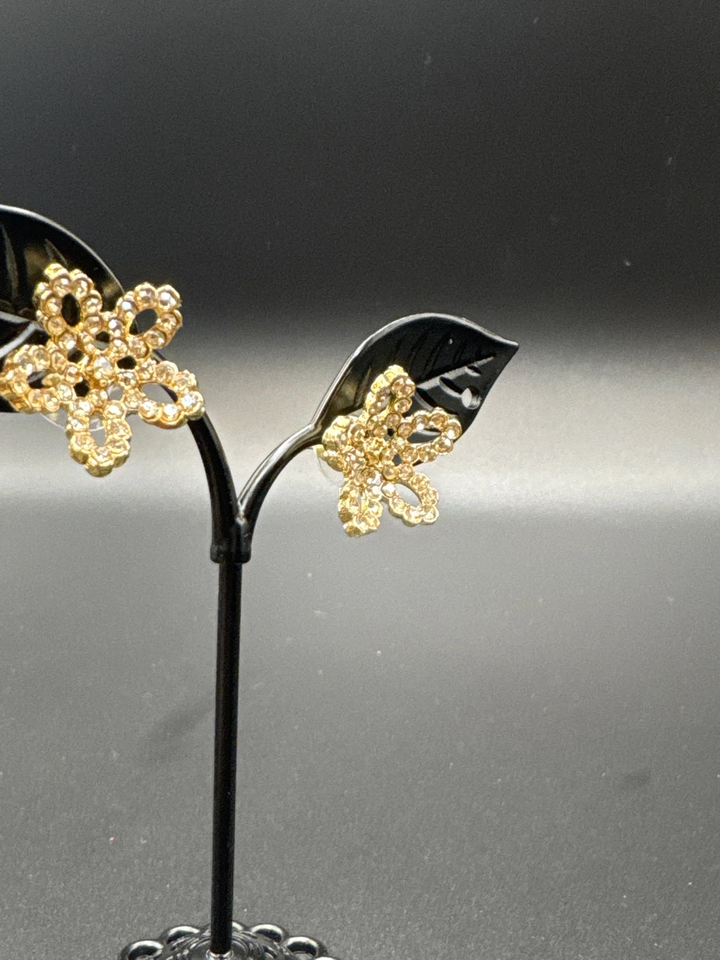 Crystal Sunflower Gold-Tone Stud Earrings - 0.5 inch Floral Studs